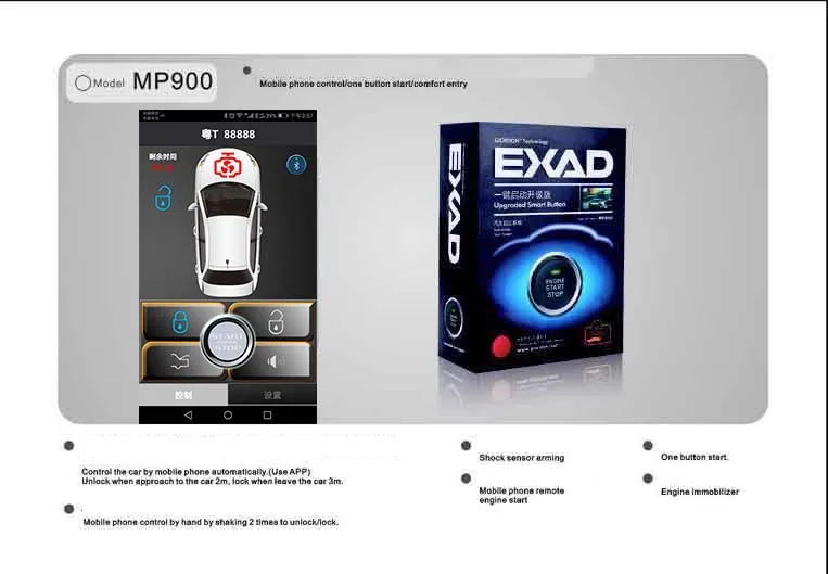 Смартфон PKE автомобильная система охранной сигнализации Eith приложение управление паролями БЕСКЛЮЧЕВОЙ вход двери автомобиля мобильный Android дистанционный автомобильный умный будильник