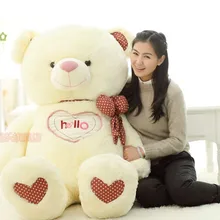 Милый бант плюшевый мишка кукла сердце Привет, медведь плюшевая игрушка кукла подарок на день рождения белый около 150 см