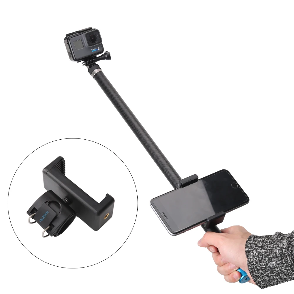 Ручной выдвижной полюсный монопод из углеродного волокна 106 &quotдля GoPro Hero 7 6 5 4 Session