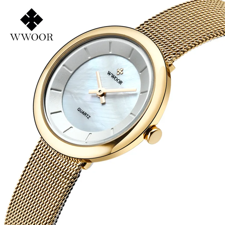 Fashion Women Rose Gold Watch Top Brand WWOOR Luxury Casual Dress Female Quartz Watches Ultra-thin Waterproof Clock  (2)