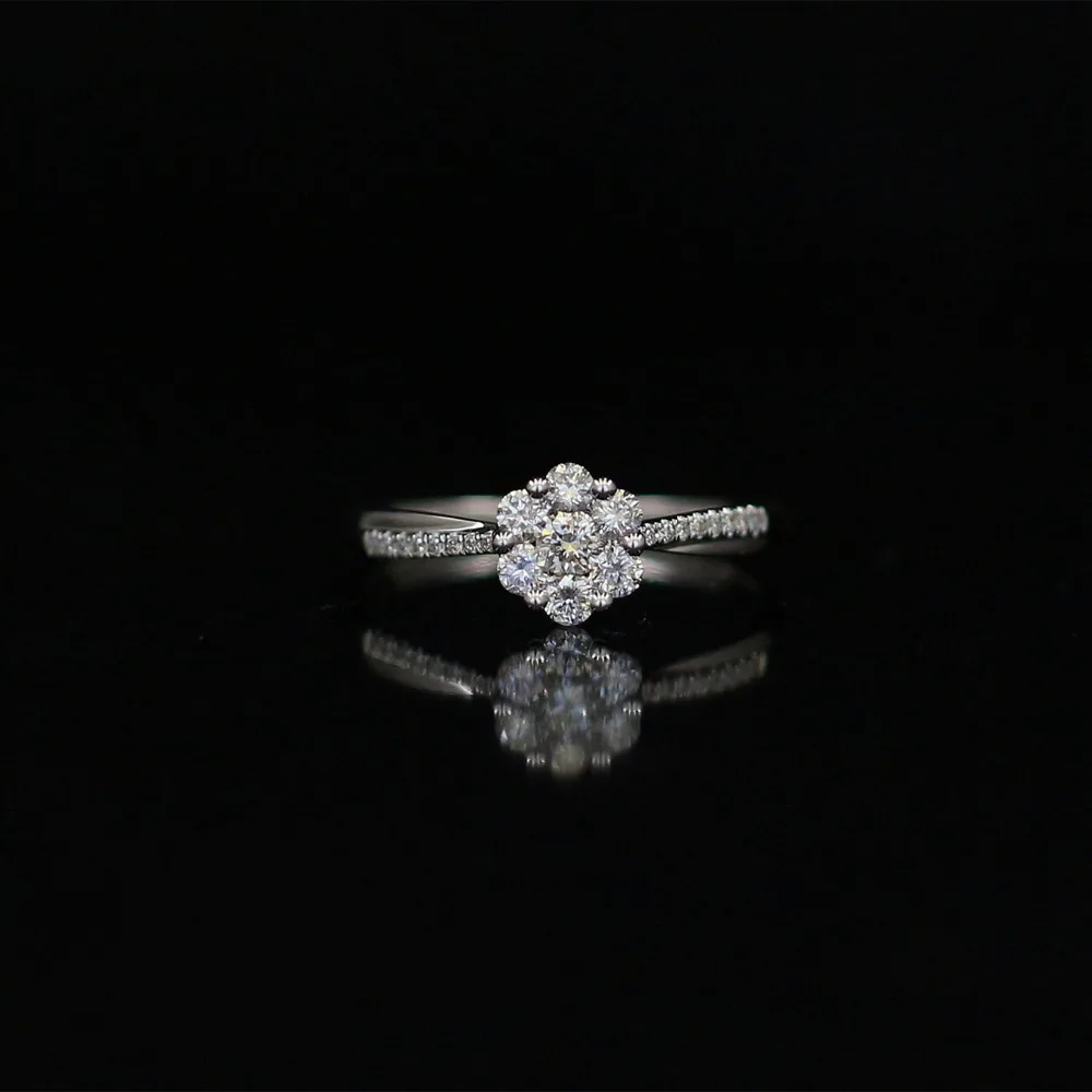

LASAMERO 0.086CT FG/SI Round Cut Internity Natural Diamond Ring For Women 18k White Gold Certified Engagement Wedding Ring