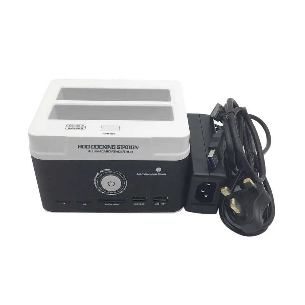 

895U3SC USB3.0 All-in-1 Dual SATA HDD Docking Station Double Position Hard Disk Base With Card Reader Clone Dock