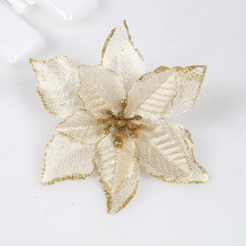 Merry Christmas 5 шт. искусственный цветок Санты с золотым краем украшения для дома украшения рождественской елки