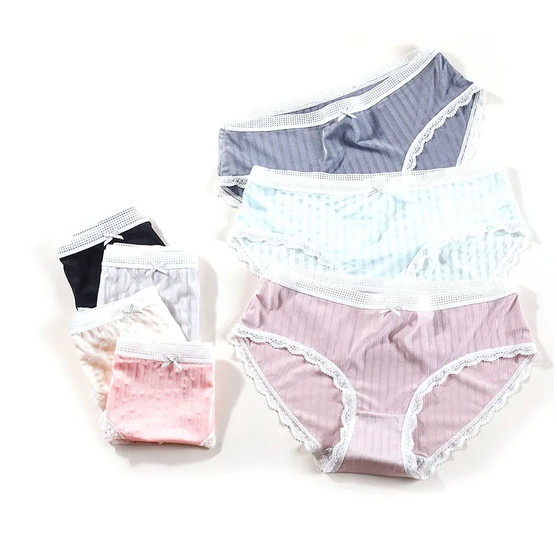 

3pieces 2019 New Lace Side Ladies Panty Underwear Women Girl Seamless Cotton One-piece Traceless Briefs for Women Panties Solid