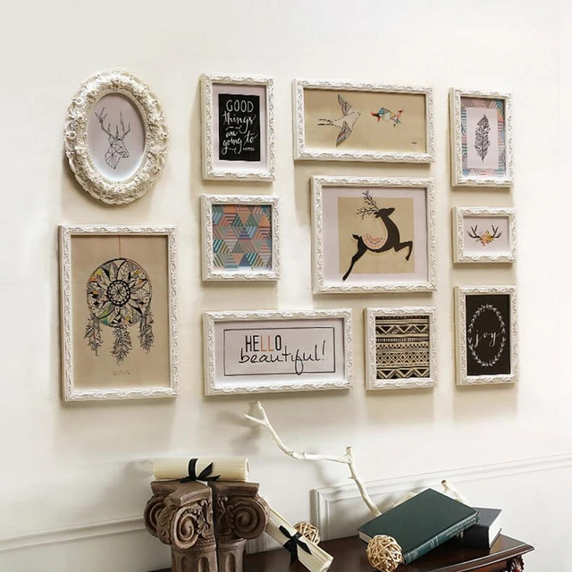 European White 11 Pieces Vintage Frame Photo Album Home Decor Photo