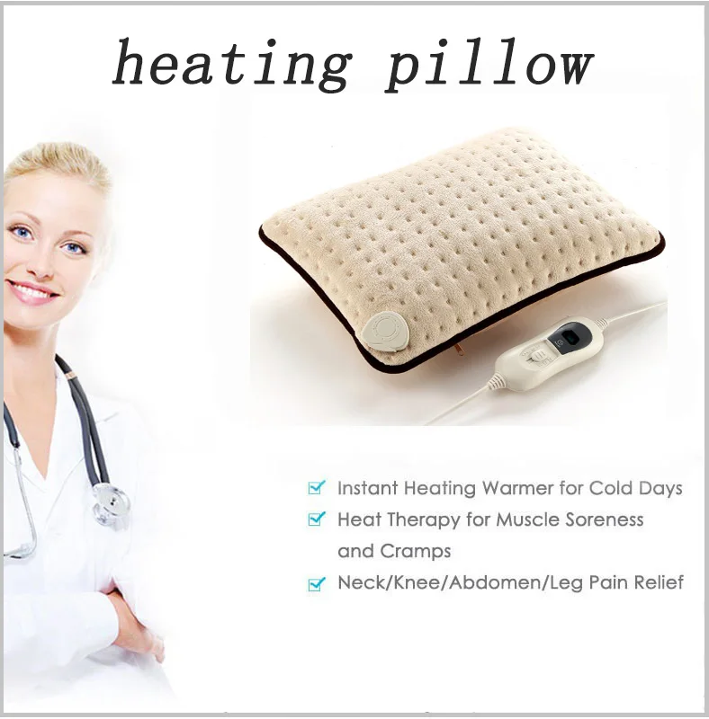 

Bellavie Safe Electric Heating pillow for the neck and head Heat Therapy Pain Relief Cosy Flannel 30*40CM beige (220V EU Plug)