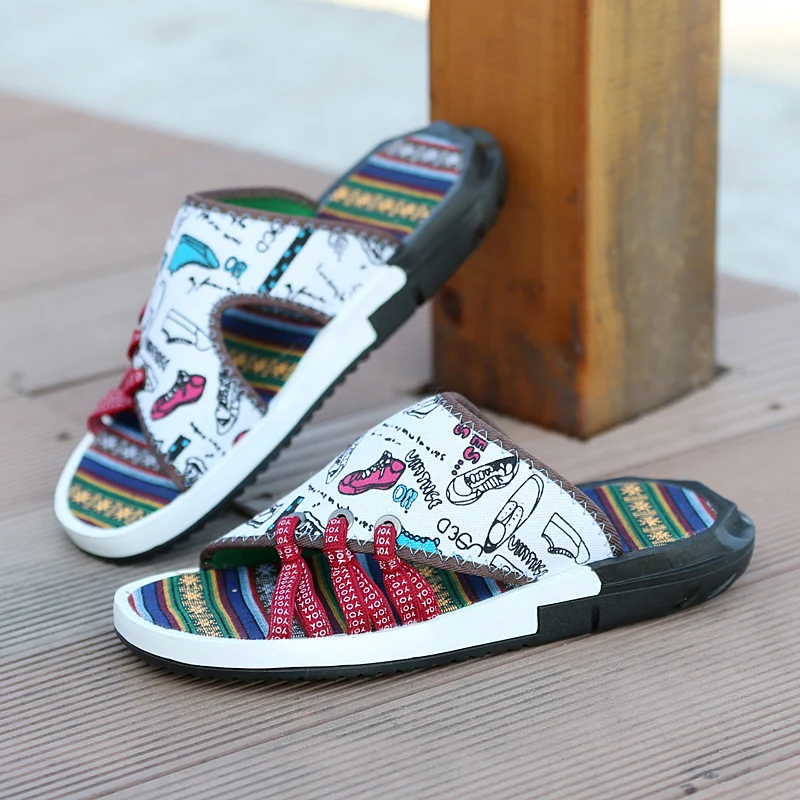 flower summer mixed colors men slippers desinger outdoor sandals camouflage casual shoes pants male leisure moccasins for men (37)