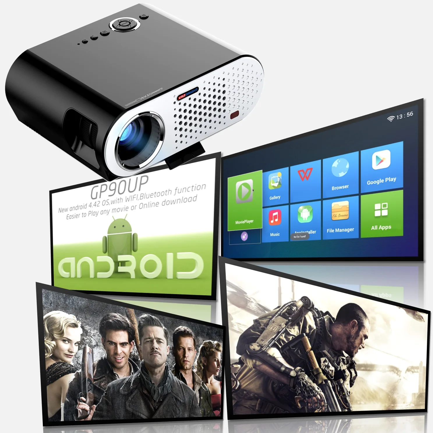 Weiliang GP90UP домашний проектор светодиодный источник света WiFi Android 1080 P HD проектор