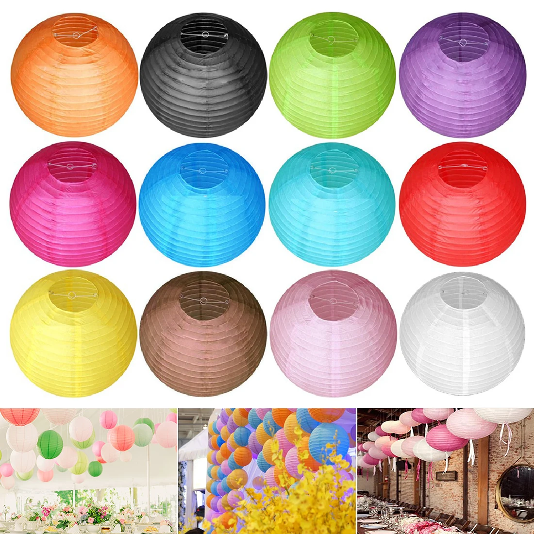 

Chinese Paper Lanterns Lamp Shade with Frame Round Decorative Rice Paper for Wedding Birthday Party Hanging Decor 20cm/30cm/40cm