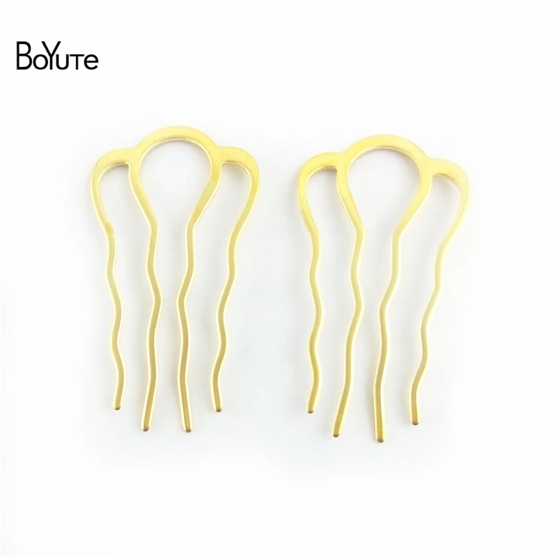 

BoYuTe 20 Pieces 4 Forks Big 65*35mm Small 45*26mm 5 Colors Plated Classic Metal Hair Comb Women Jewelry Accessoriey