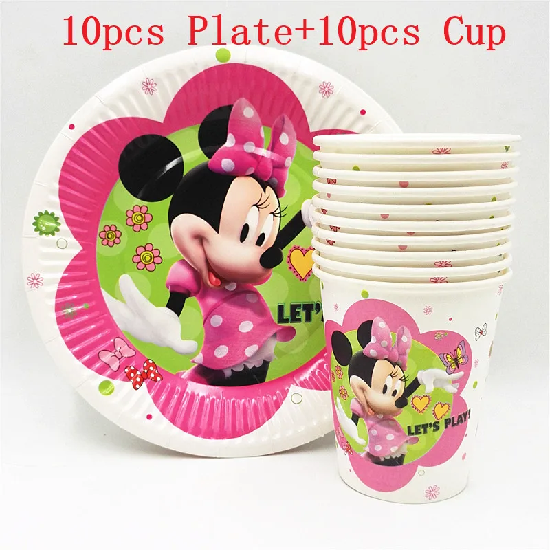 

20pcs/set Plate/Cup Minnie Kids Birthday Decoration Party Supplies For Boys/Girls Minnie Mouse Party Supplies Party Favors