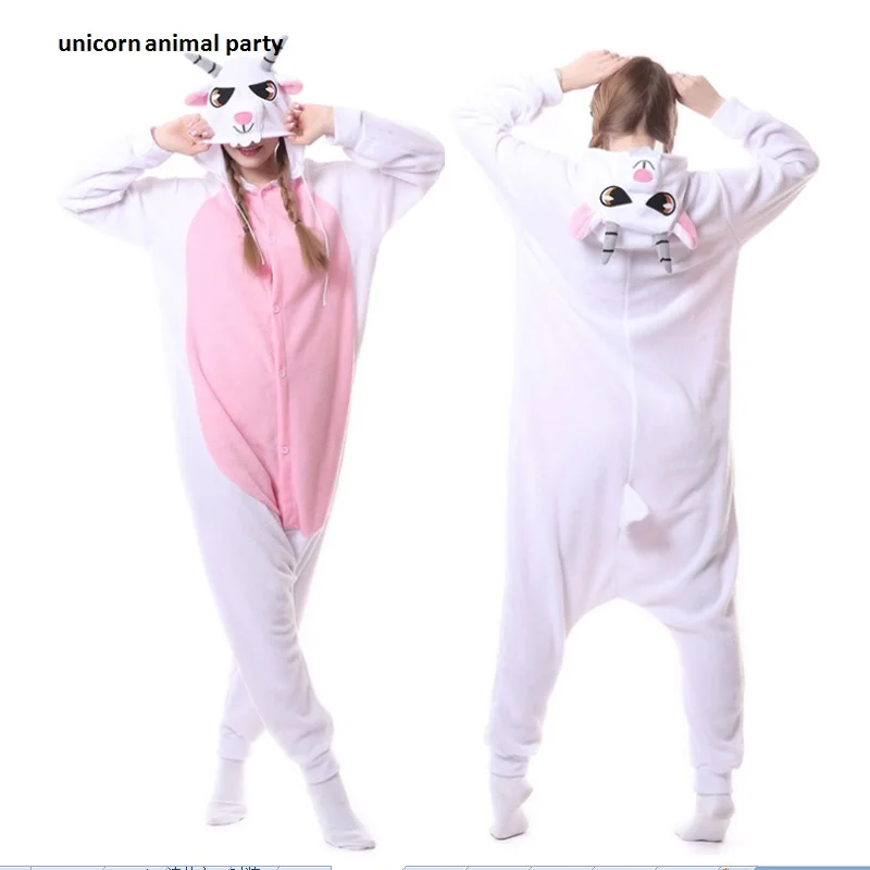 

Cartoon Adult Unisex Goat Onesies Pyjamas Fleece Sheep Pajamas Animal Costumes Cosplay Cartoon Sleepwear animal conjoined