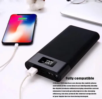 

New 20800 mA Smart Display Charging Treasure Led Dual USB Output Metal Shell Mobile Phone