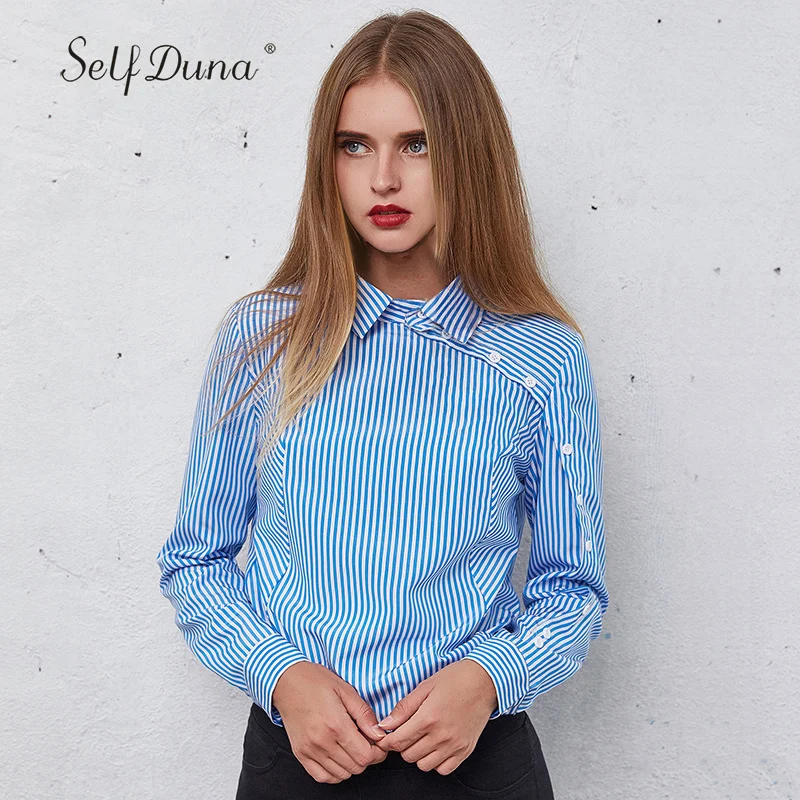 

2019 Spring Summer Women Striped Shirt Long Sleeve Chemise Femme BlusasTurn Down Collar Loose Casual Female Blouse Shirt