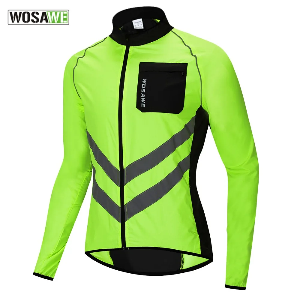 

WOSAWE Men's Windbreaker Reflective Jacket Windproof Cycling Jacket Women Rainproof MTB Road Bicycle High Visibility Rain Jacket