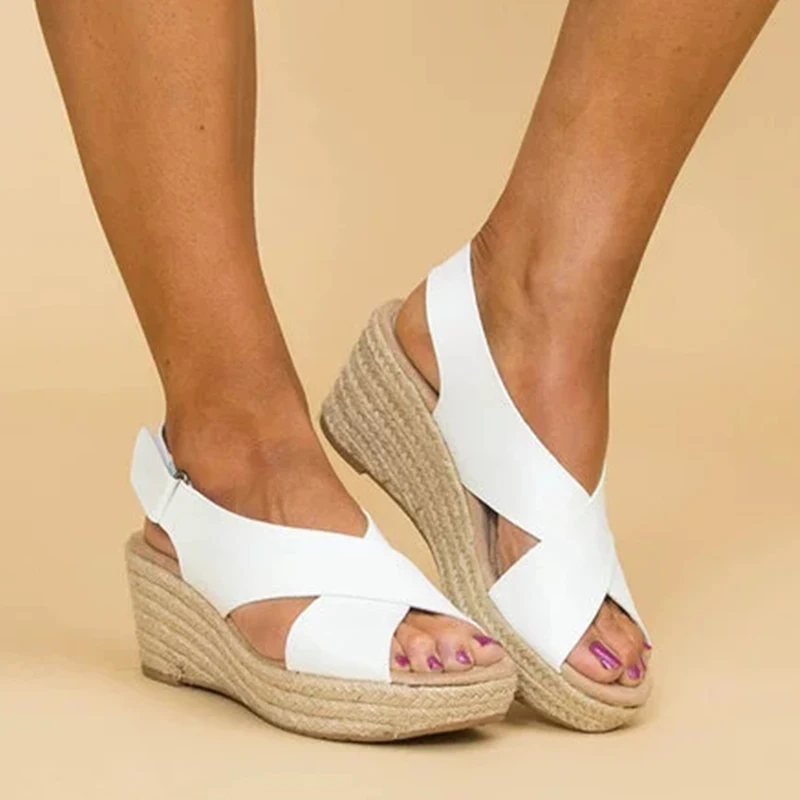 Women Sandals 2019 New Platform Sandals Wedges Shoes For Women Summer Chaussures Femme Leather Chunky Heels Sandalias Mujer