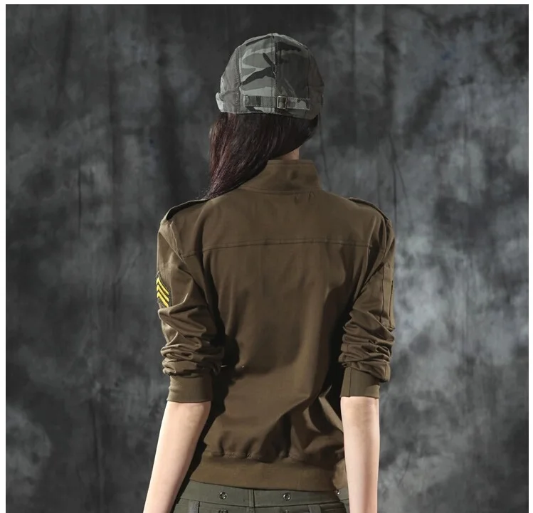 Женская модная индивидуальная оснастка короткая куртка армейский зеленый пальто размер m-xxl