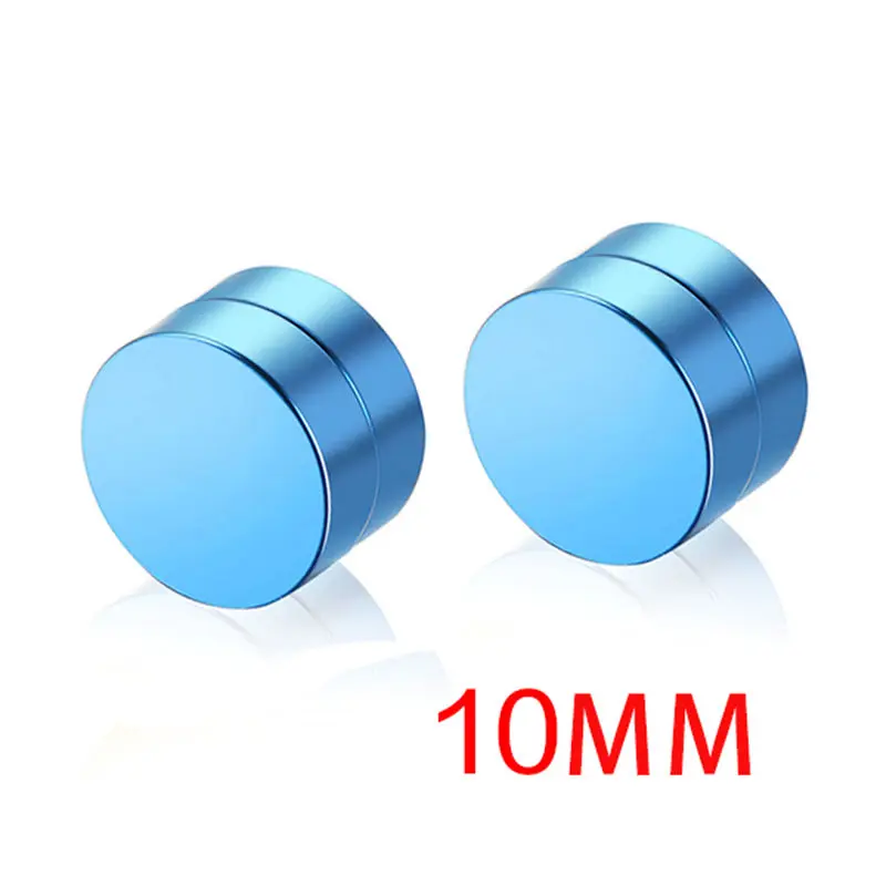 Blue 10 MM V. YA магнитные серьги-гвоздики для мужчин и женщин, модные, нержавеющая сталь, 1 шт., не пирсинг, унисекс, Модные поддельные серьги - Окраска металла: Blue 10 MM
