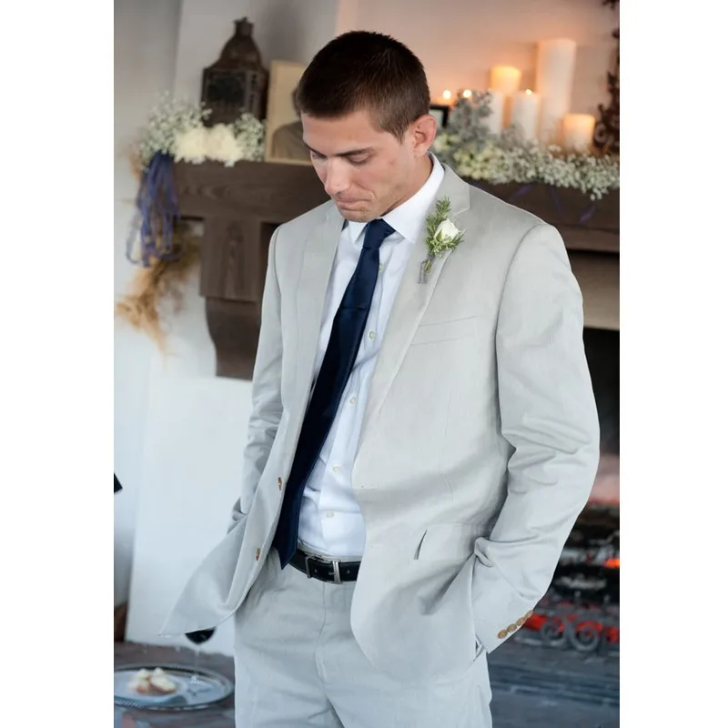 

Custom Made Hot Sale Grey Men Suit Wedding Suits for Men Casual Beach Blazer Slim Fit 2 Pieces Men Suits (Jacket+Pants) L636