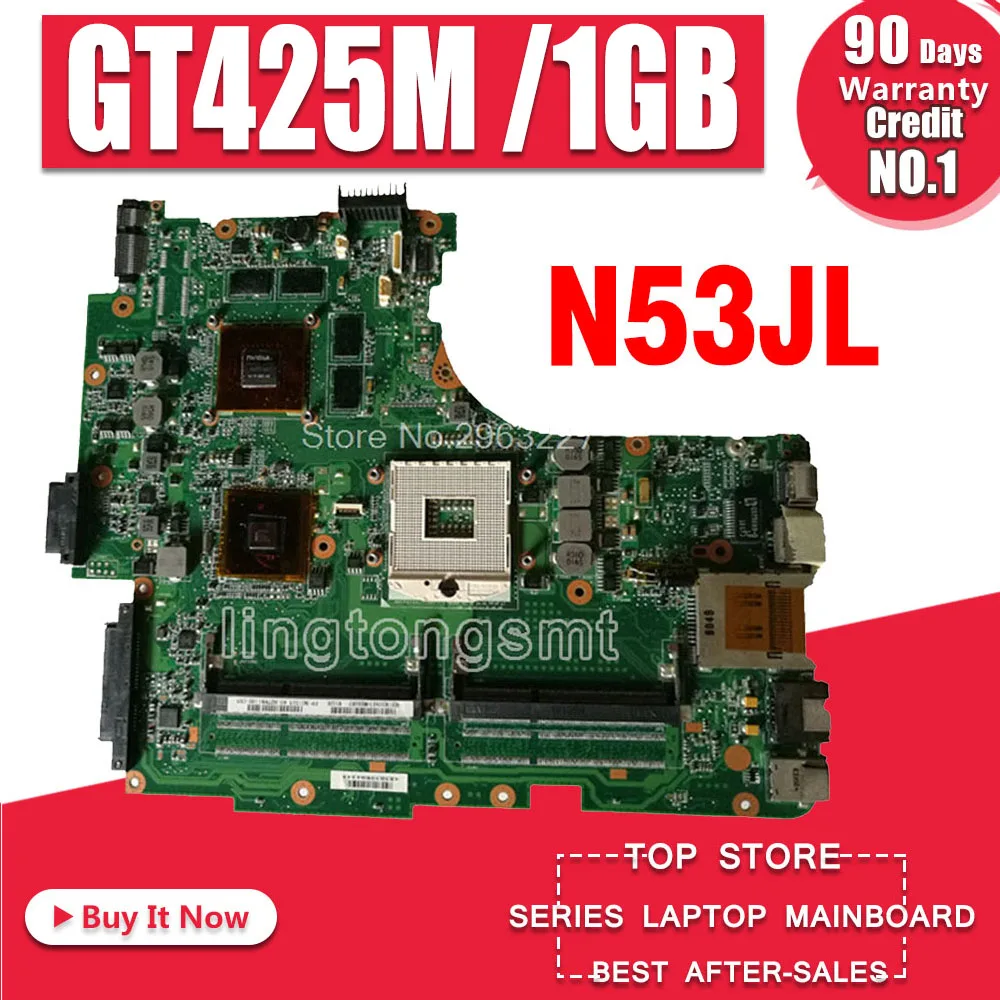 N53JL اللوحة HM55 ل ASUS N53J N53JN N53JF N53JG N53JL اللوحة المحمول اللوحة الأم اختبار 100% موافق GT425M 1 GB