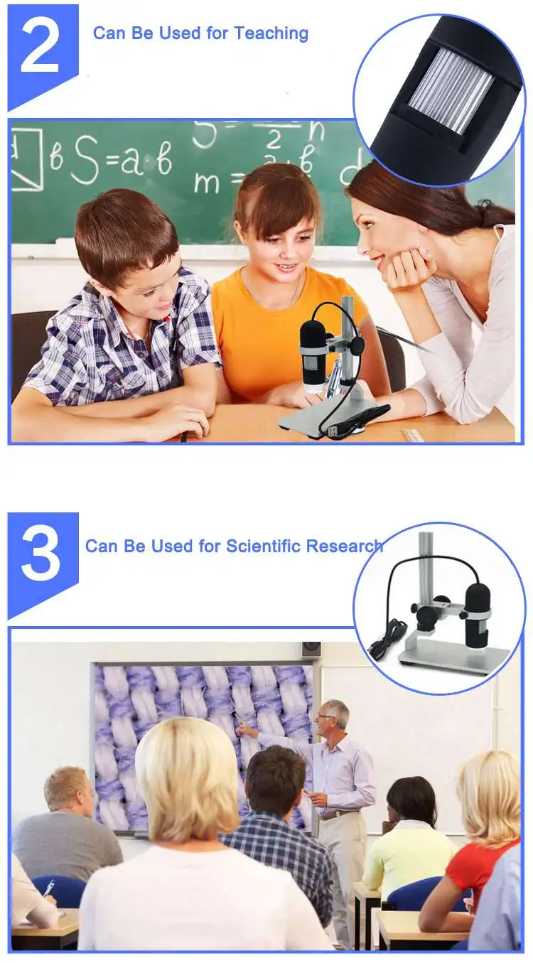 1000X 8 LEDs USB Digital Continuous Zoom Microscope Magnifier with Adjustable Aluminium Alloy Stand