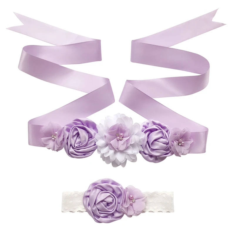

Fashion Vintage Pink/ivory Flower Belt,Girl Woman Sash Belt Wedding Sashes Belt With Flower Headband 1 SET