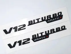 3D Наклейки Chrome "V12 BITURBO 4matic" Письма герба Знак подходит для Benz 2 шт./компл. черный/ серебряные Красные