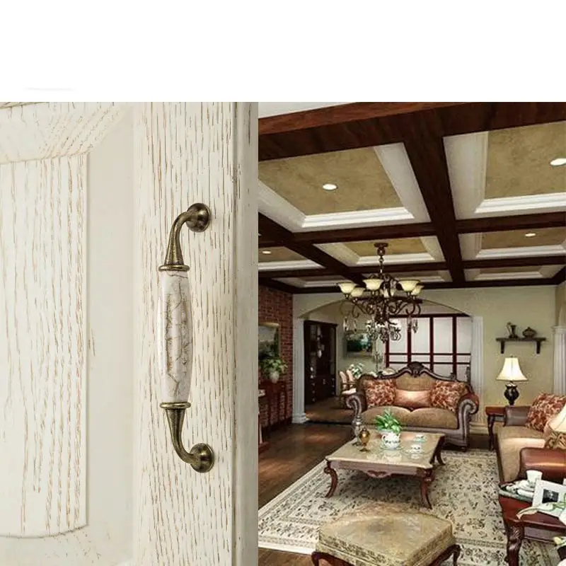 MEGAIRON Antique Furniture Handles Ceramic Door Handles Kitchen Cabinets Handles Marble Vein Drawer Pulls and Dresser Knobs