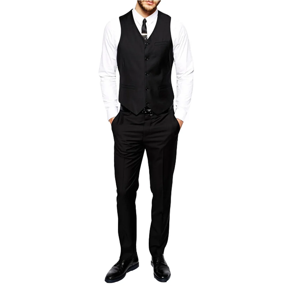 HCF by Air Men's Smart Causual Suit Adjustable Waist Vests Wedding Waistcoat Suit Vests England Style Suits Vests