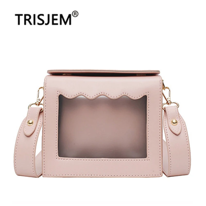 PU Leather Transparent Magnetic Buckle Cover Women's Crossbody Bag Female Messenger Girls Clear Black Borse Da Donna | Багаж и сумки