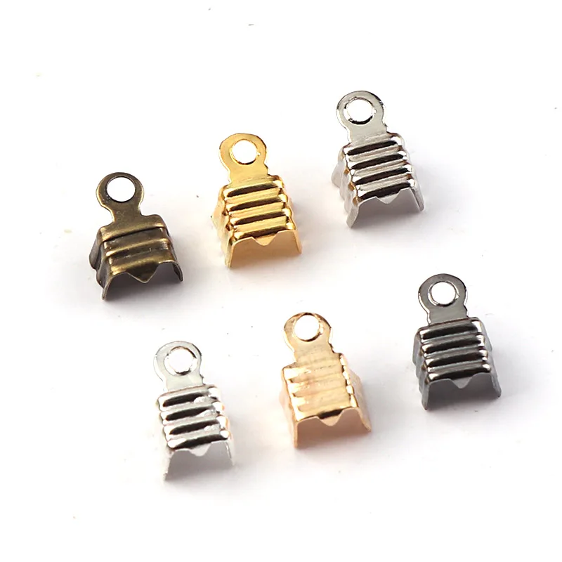 5x7mm Crimp Beads Cove Clasps Cord End Caps String Ribbon Leather Clip