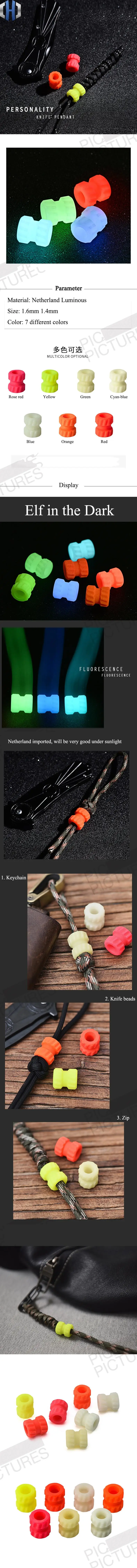 EDC DIY бусы на веревочке светящаяся подвеска светящийся материал подвеска «Нож» механическое зубчатое лезвие бусины