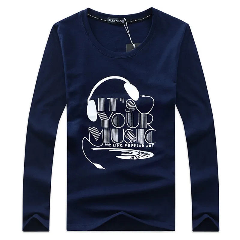 T1287-A1126 The new age season 2021 spring autumn men's big yards han edition printed headphones long sleeve T-shirt | Мужская