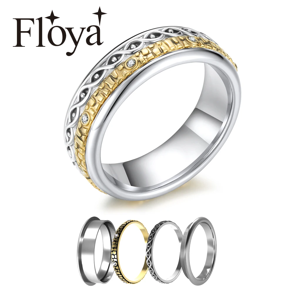 

Floya Cuff Rings Stackable Knuckle Band Ring Multi Copper Accessories Combination Jewelry Stainless Steel Retro Finger Rings