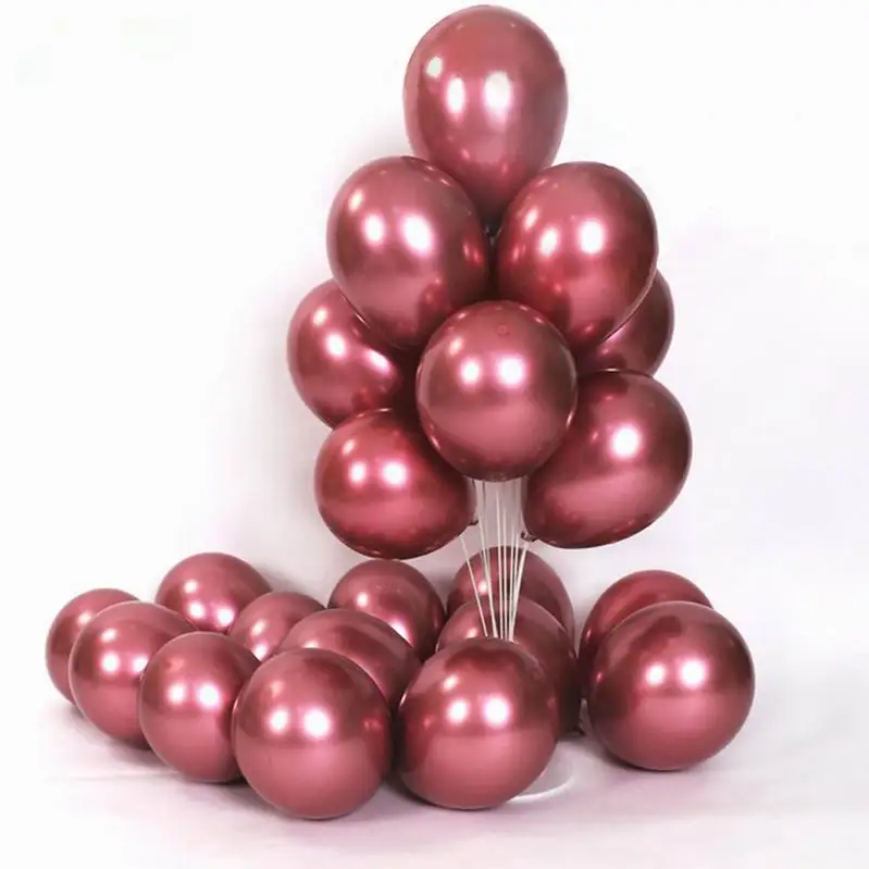 

10pcs 10inch Double Layer Ruby Red Latex Balloons Glossy Chrome Metallic Inflatable Air Balls Wedding Birthday Party Decorations