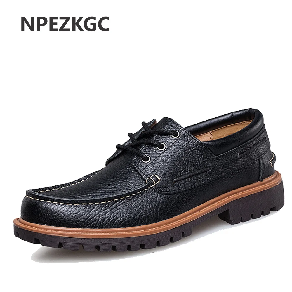 NPEZKGC/Новинка года; мужские кожаные туфли в стиле панк; мужские водонепроницаемые мокасины ручной работы на шнуровке в стиле ретро; повседневные туфли-оксфорды