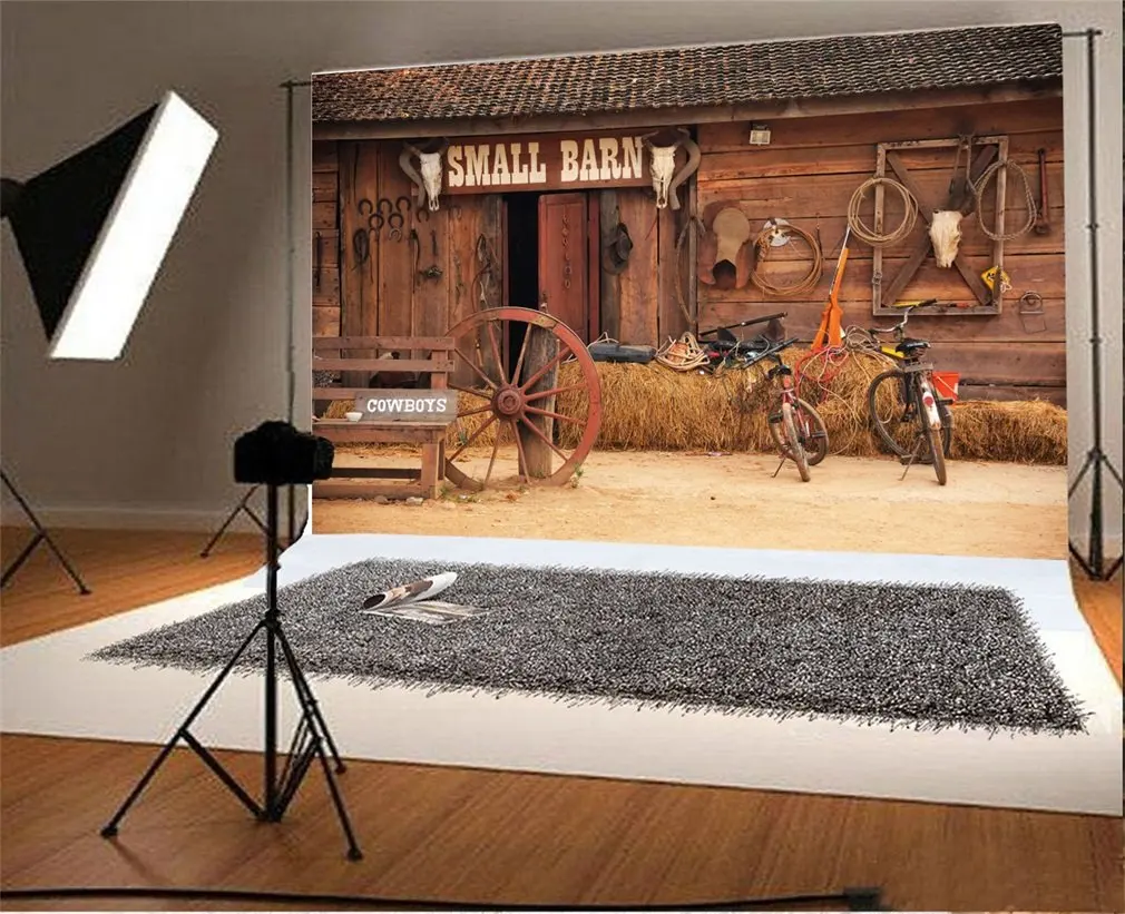

Photography Backdrop Rural Wooden House Small Barn Autumn Scene Photo Background Party