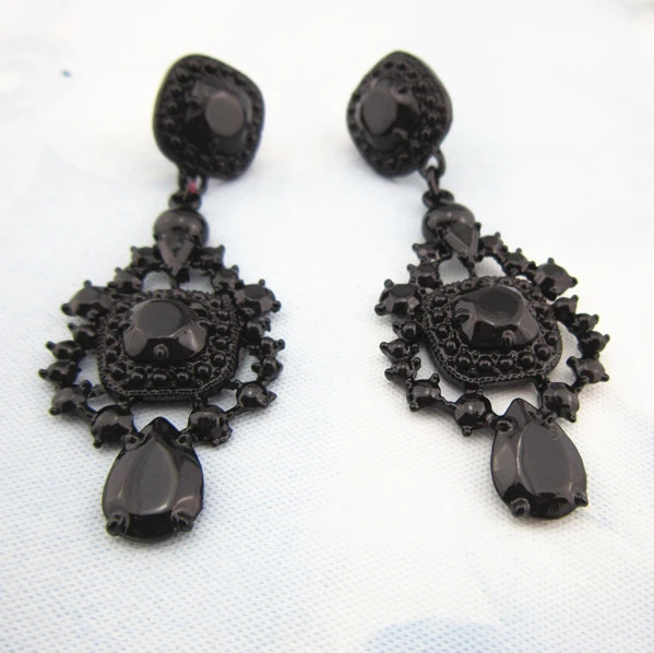 Newest Style Black Charm Rhinestone Statement Earrings Unique Newest Style Black Charm Rhinestone Statement Earrings Unique Boutique Hollow Out Created Gemstone Jewelry