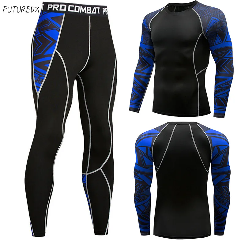

Long Sleeve Rash Guard Complete Graphic Compression Shorts Multi-use Fitness MMA Tops Shirts Men Suits Sportswear