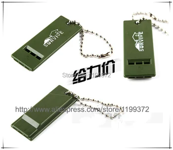 

Fast DHL Shipping 1000pcs Outdoor Survival Whistle Military Camping Hiking Rescue Emergency keychain key chain Green Color