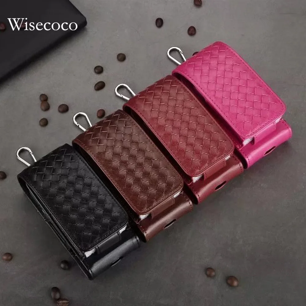 

Woven Leather Case for iQOS 2.4 plus Electronic Cigarette Carrying Pocket Box Holder Storage Charge Anti Scratch 360 Protective
