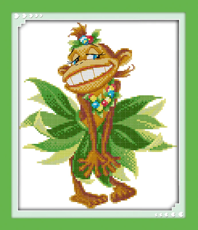Funny monkey cross stitch kits cartoon animal 14ct 18ct embroidery pattern tool DIY handmade needlework decoration plus | Дом и сад