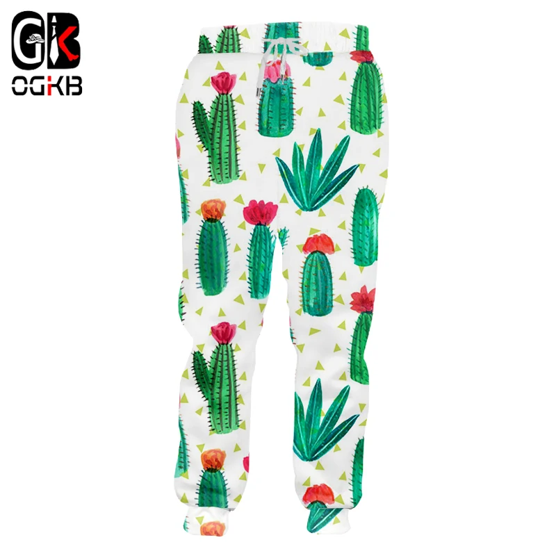 

OGKB New Arrival Unisex Casual Sweat Pants Women/men's Funny Print Cacti 3D Sweatpants Jogger Haren Pants Full Length Homme
