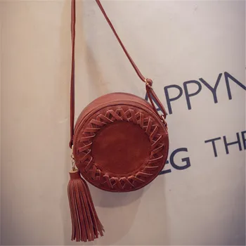 

YBYT brand 2018 new vintage circular knitting tassel bags joker ladies cell phone coin purses shoulder messenger crossbody bags