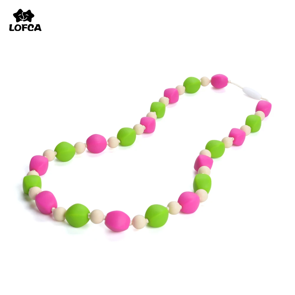 

28" Silicone Oval Beads Teething Necklaces For Children and Mom BPA Free Silicone Teether Toy For Baby Silicone Nursing Necklace