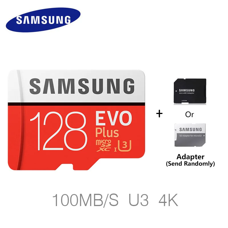 Samsung class 10, micro sd, 32 ГБ,, evo plus, большая емкость, карта памяти, 32 ГБ, карта памяти SD, Подарочный адаптер, 4k для GO PRO - Емкость: 128 ГБ