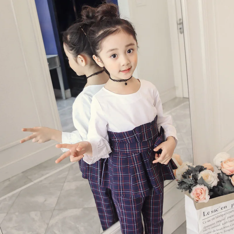 

Girls Clothes Set Plaid Shirt + Pant 2pcs 2018 Spring Toddler Girl Clothing For 2 3 4 5 6 7 8 9 10 11 Years Conjunto Infantil
