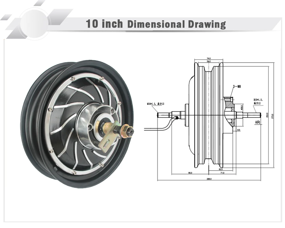 Sale 10 Inch 60V 72V 96V 1500W Wheel Motors electric bicicleta For Electric Motocycle Electric Bike adult electric car Vehicle 0