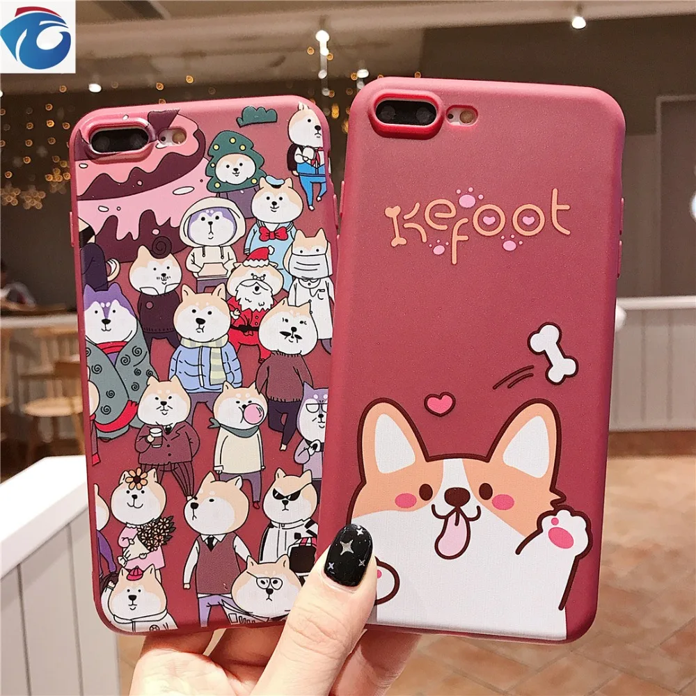 Cute puppy shell For iPhone 6S 7S 7Plus 7Plus 8 Plus XRXS MaxProject Soft shell airbag bracket   TPU Protection Anti-fall Phone case0