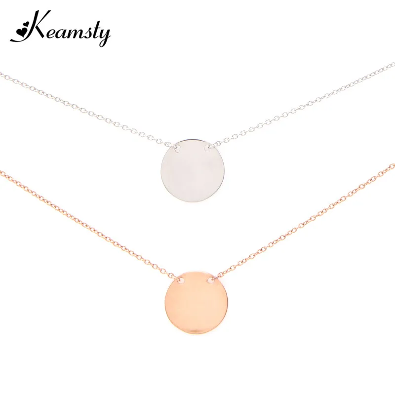 

Keamsty Round Disc Pendant Stainless Steel Initial Necklaces Customize Name Engrave Logo Women Unique Gift Personalized Choker